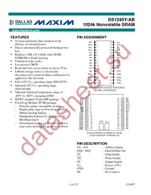 DS1245ABP-100+ datasheet  
